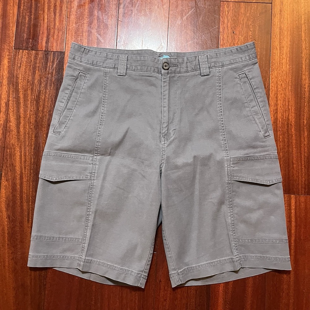 Tommy Bahama Shorts Mens 33 9.5" Inseam Gray Cargo Tencel Stretch Preppy Casual
